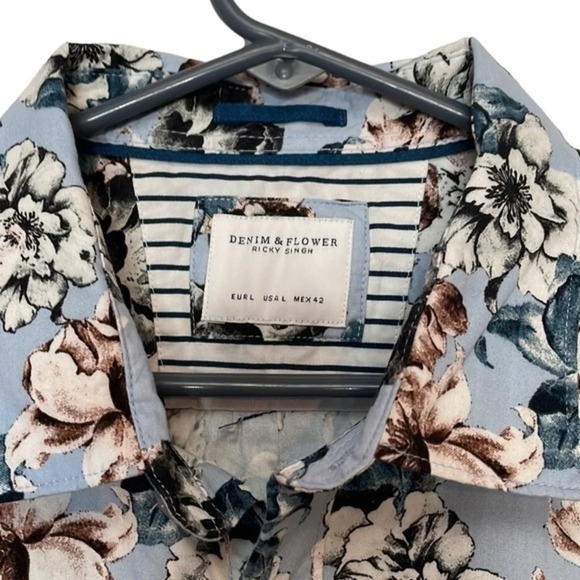 New with Tags Denim & Flower 100%‎ Cotton Button Down Shirt Size Large (L) - Picture 5 of 11